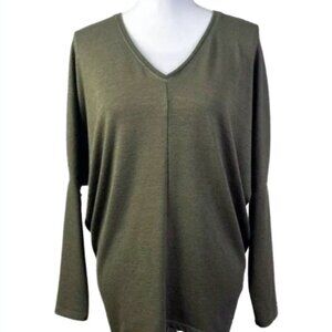 NWT White House Black Market Olive Green Oversized Dolman V Neck Sweater XS